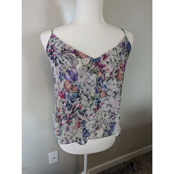 H&M Floral Print Tank Layered‎ Top Womens size 4 V Neck Spaghetti Strap Camisole - Picture 4 of 10
